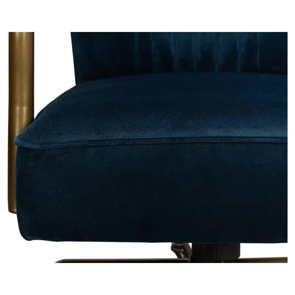 Brooks Home Office Swivel Chair Blue Velvet - AYG Home Service