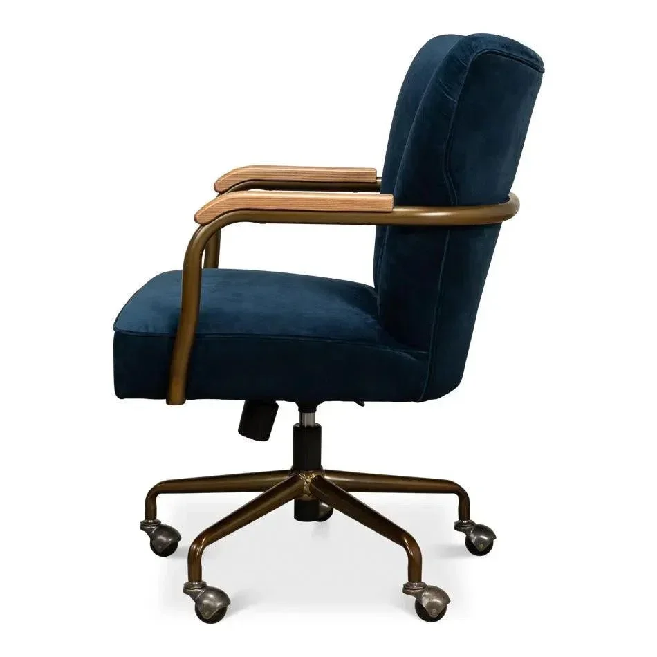 Brooks Home Office Swivel Chair Blue Velvet - AYG Home Service