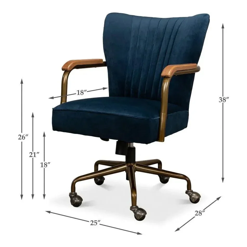 Brooks Home Office Swivel Chair Blue Velvet - AYG Home Service