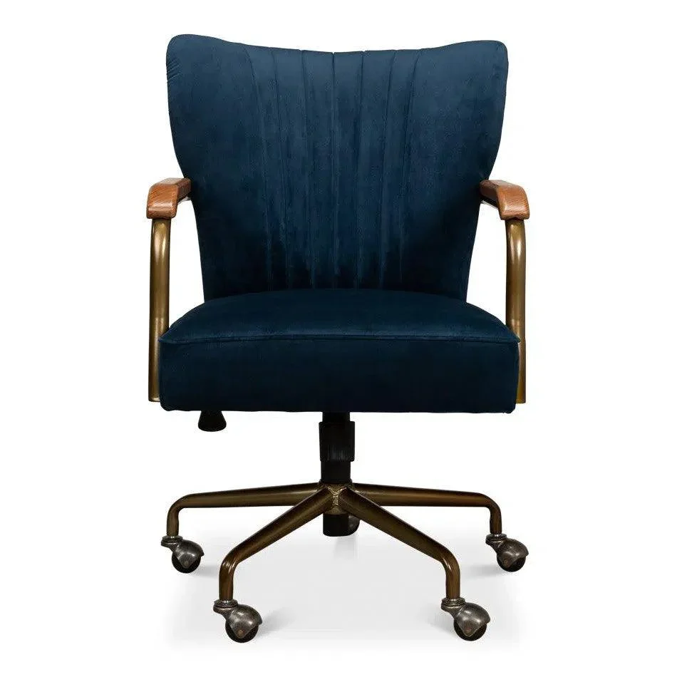 Brooks Home Office Swivel Chair Blue Velvet - AYG Home Service