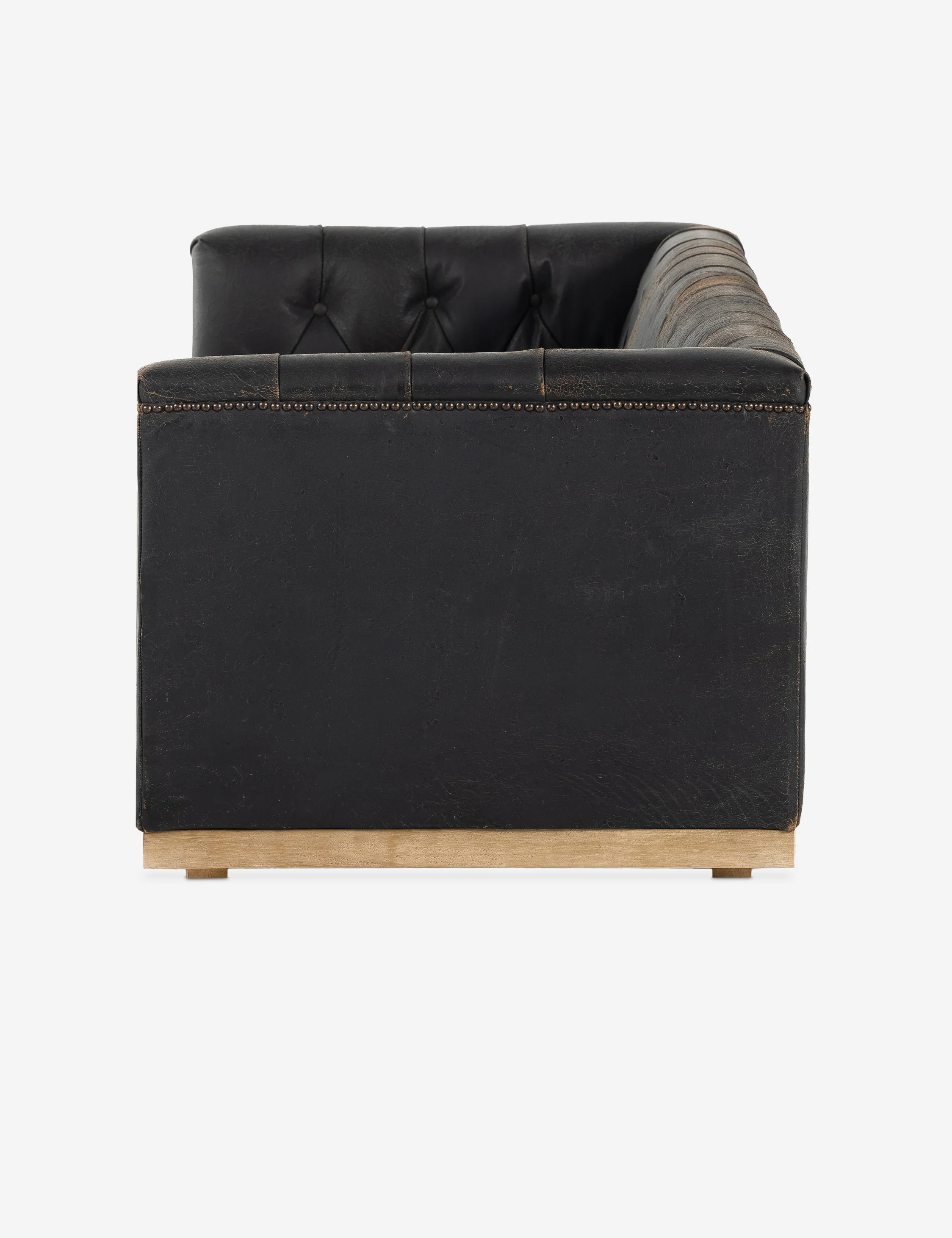 Afia Leather Sofa, Distressed Black - AYG Home Service