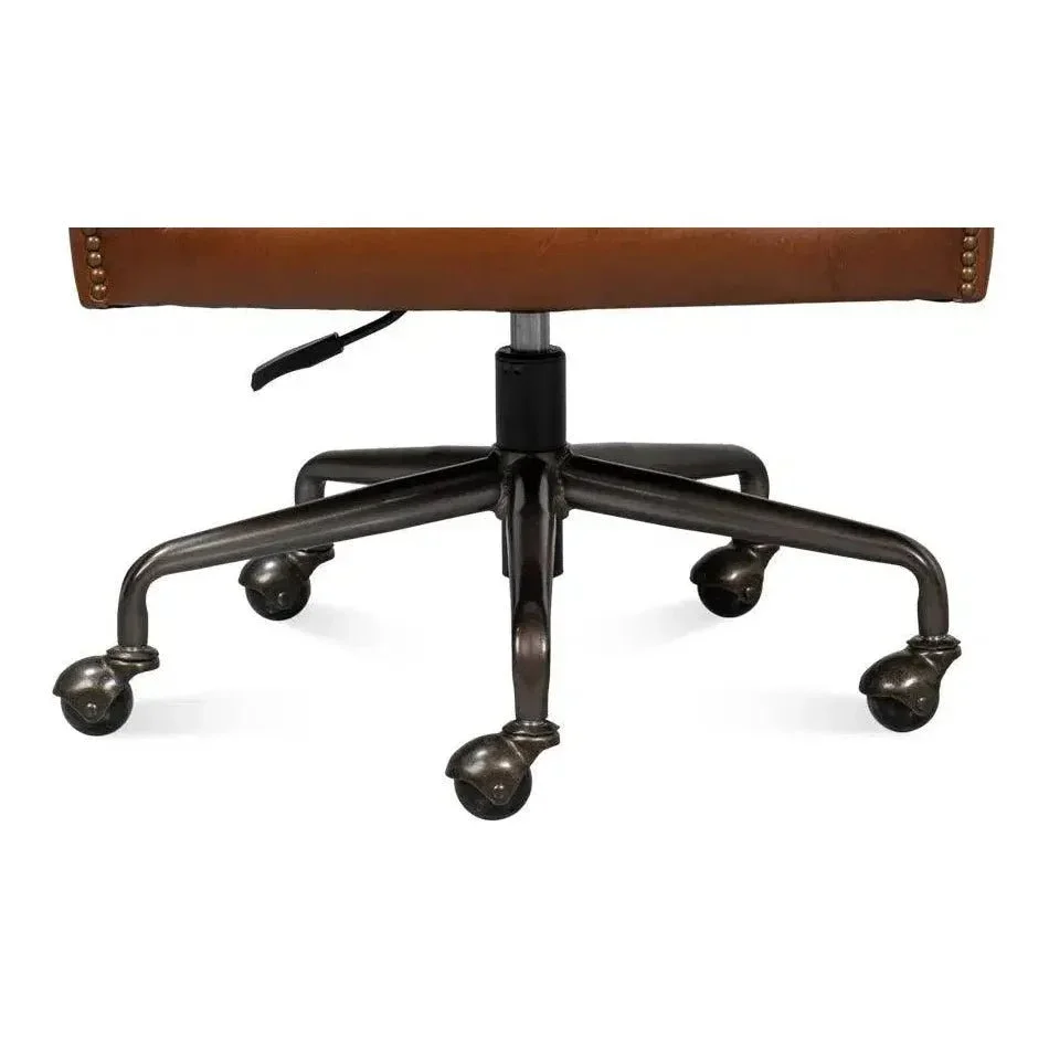 Andrew Jackson Swivel Brown Desk Chair Havana Leather - AYG Home Service