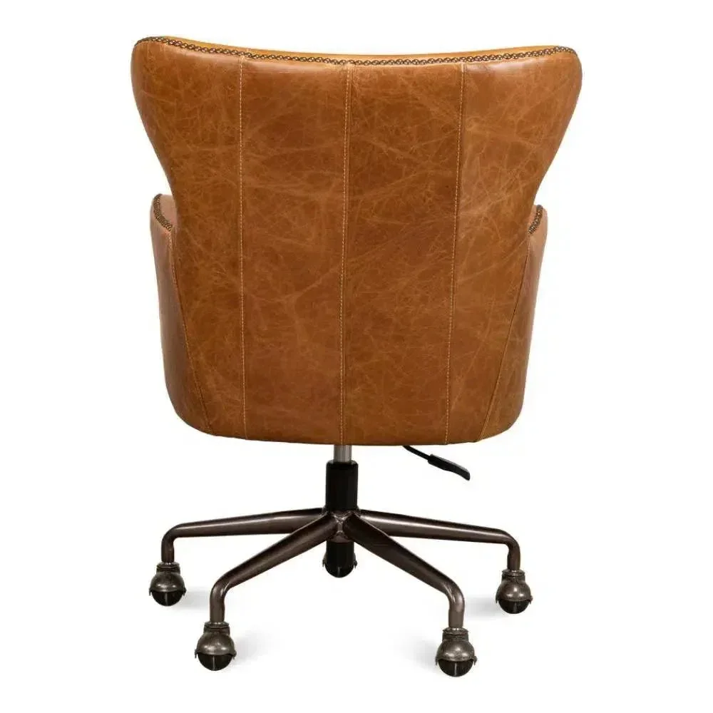 Andrew Jackson Swivel Tan Leather Desk Chair Cuba Brown - AYG Home Service