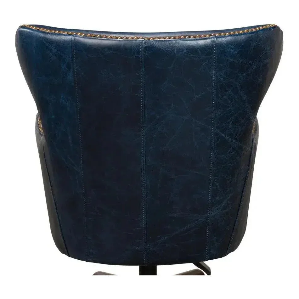 Andrew Jackson Swivel Blue Leather Desk Chair Chateau - AYG Home Service