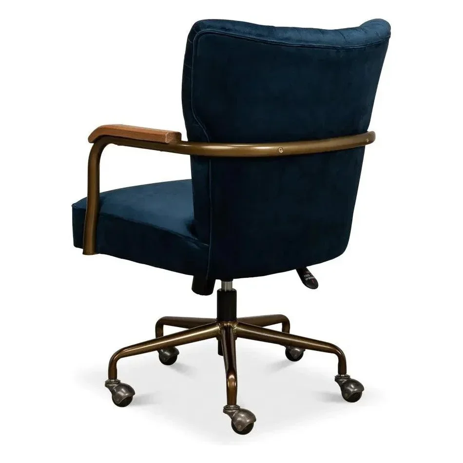 Brooks Home Office Swivel Chair Blue Velvet - AYG Home Service