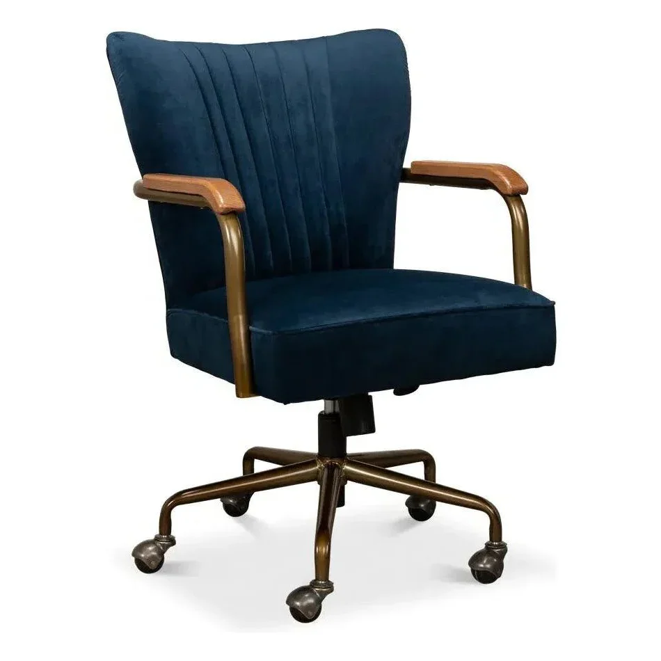 Brooks Home Office Swivel Chair Blue Velvet - AYG Home Service