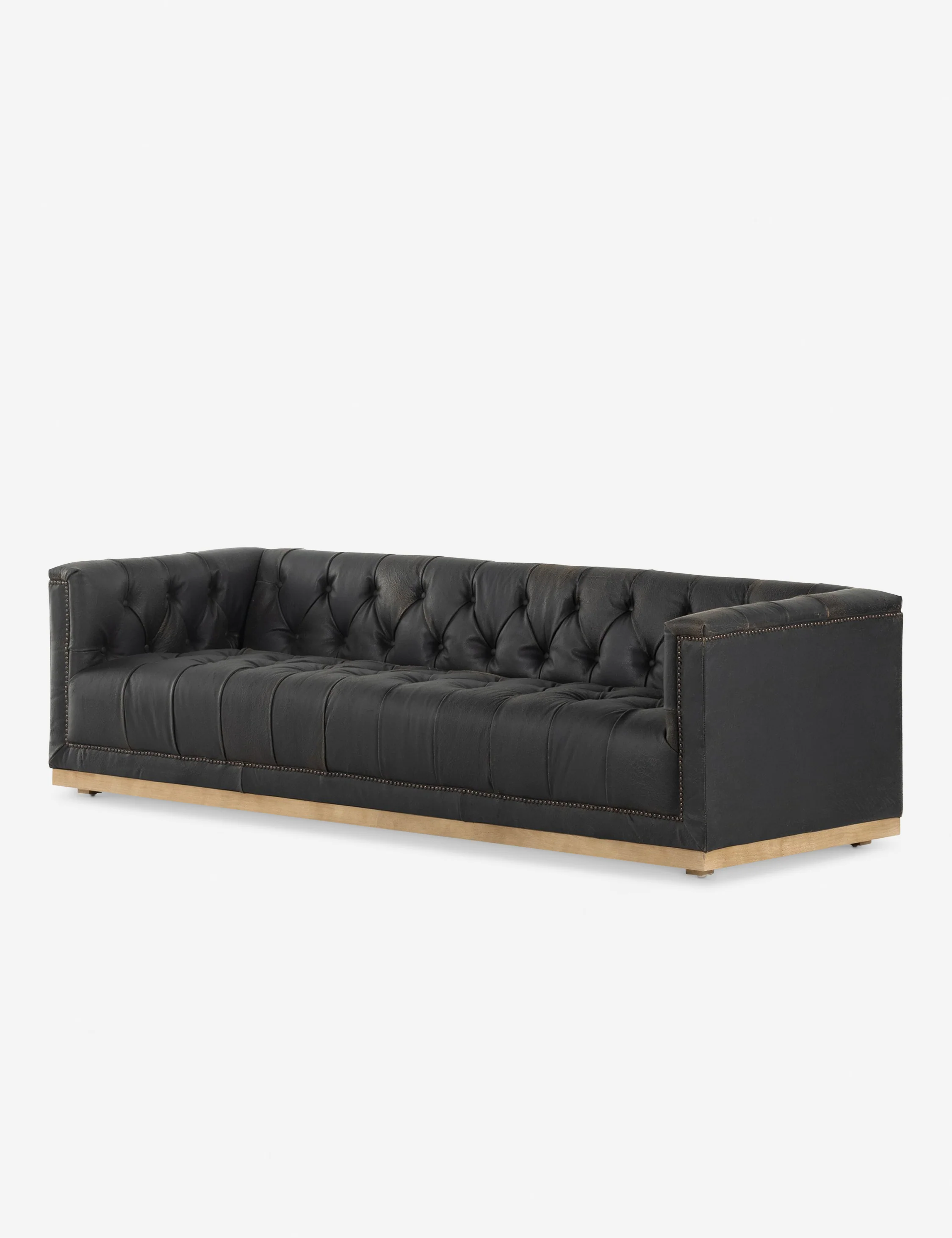 Afia Leather Sofa, Distressed Black - AYG Home Service